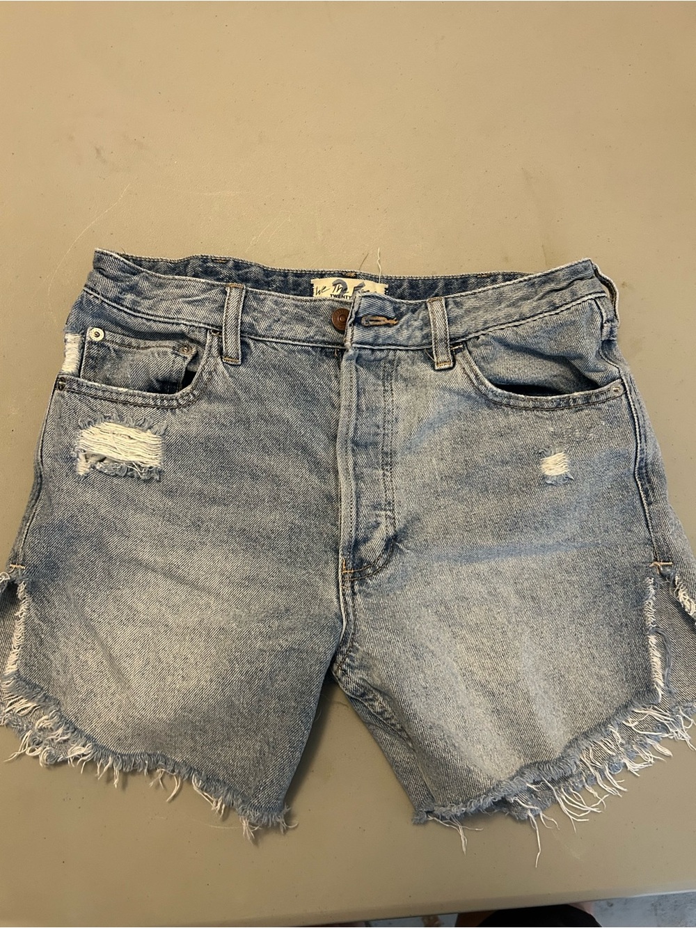 We the free Light Blue Distressed Denim Shorts - Women